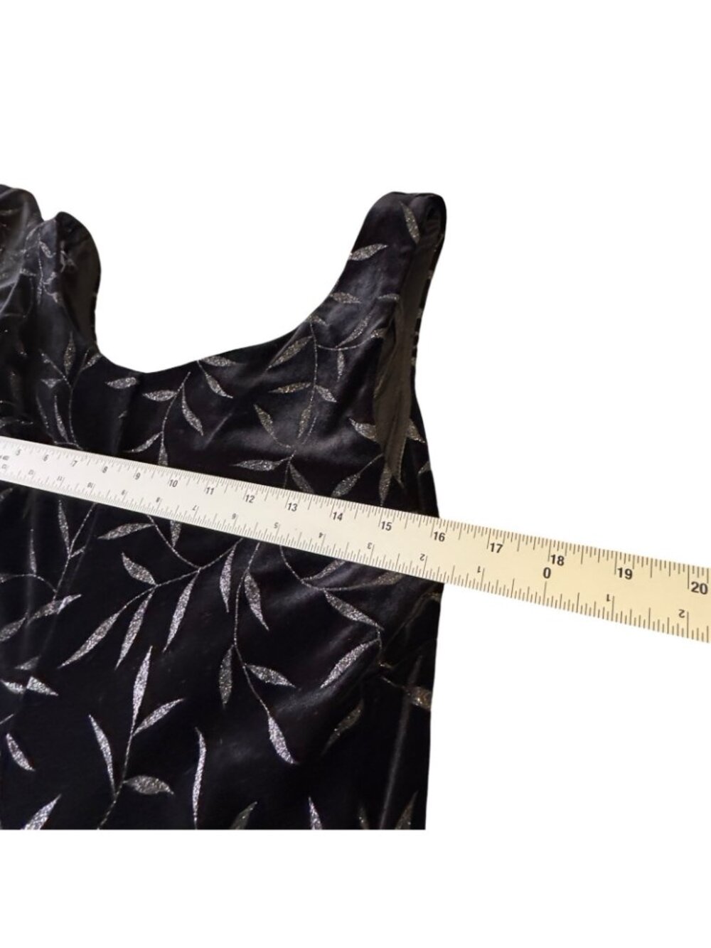 Evening Dress Women's Size 12 Petite Black Velvet Silver Leaves Sheath + Jacket - Picture 13 of 13